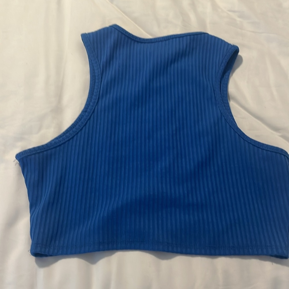 Princess Polly Blue Ribbed Crop Top - Picture 4 of 4